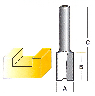 Bit, Router, Straight, TCT, Dual Flute, 1/2 inch Shank
