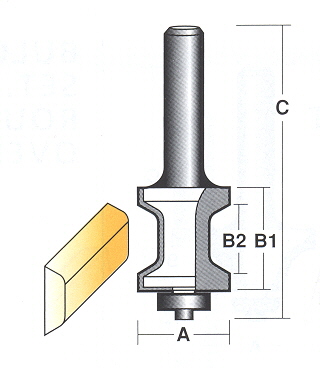 Bit, Router, Edge Forming, Ogee, Dual Flute, TCT, with bearing — 1/2 shank-  #T 7506 B 1/2