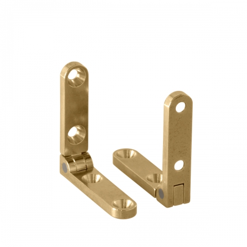 Hinge, Side Rail, 95 degree Stopped, Brass, 1 3/8 inch (34.93mm) x 5/16 inch (7.94mm), Pair, with Screws, #SR-638