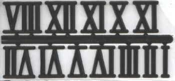Numerals, Clock Face, Self Adhesive, Raised, ROMAN BLACK