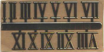 Numerals, Clock Face, Self Adhesive, Raised, ROMAN GOLD