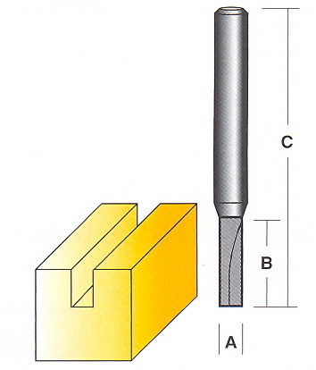 Bit, Router, Straight, Solid Carbide, Single Flute, Long Series, 1/4 inch Shank