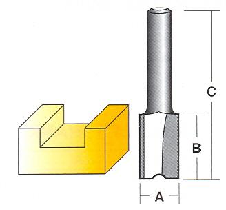 Bit, Router, Straight, Solid Carbide, Dual Flute, 1/4 inch Shank
