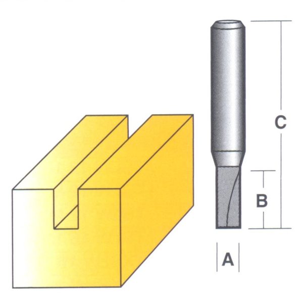 Bit, Router, Straight, TCT, Single Flute, 1/2 inch Shank
