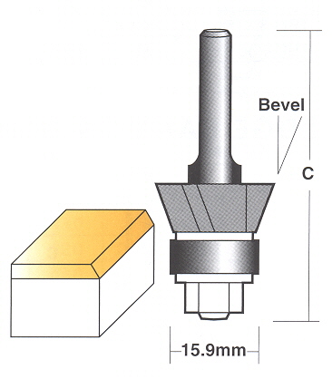 Bit, Router, Trimmer, Laminate, Assembly on an arbor, Solid Carbide Cutter, 3 Flute, Bottom Bearing
