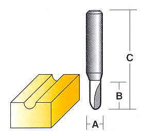 Bit, Router, Face Moulding, Veining, Solid Carbide, 1/4 inch Shank