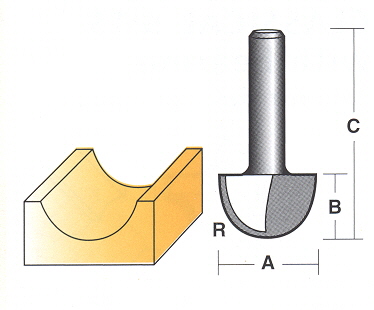 Bit, Router, Face Moulding, Core Box, TCT, Single Flute