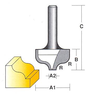 Bit, Router, Face Forming, TCT, Dual Flute, Ogee