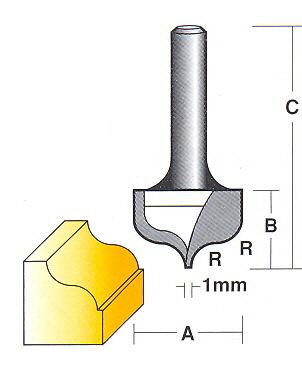 Bit, Router, Face Forming, TCT, Dual Flute, Ogee, Fine Point