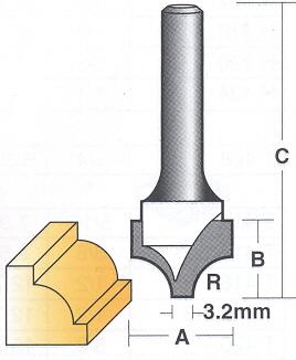 Bit, Router, Face Forming, TCT, Dual Flute, Beading