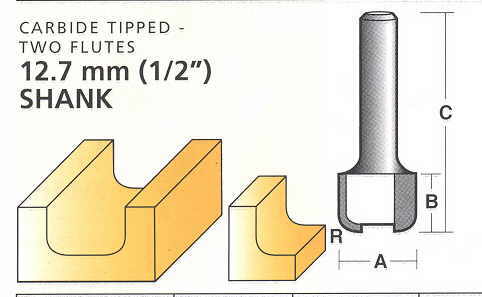 Bit, Router, Face Forming, Dish Cut, TCT, Dual Flute