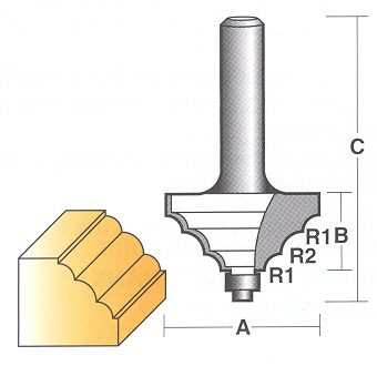 Bit, Router, Edge Forming, Triple Beading, TCT, Dual Flute