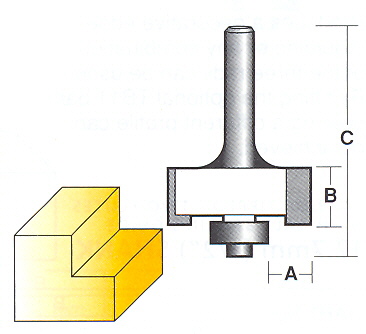 Bit, Router, Edge Forming, Rebate, Dual Flute, TCT, with Bearing