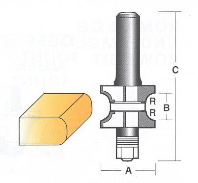 Bit, Router, Assembly, Edge Forming, Double Edge Radius, 4 Flute, TCT, with Bearing