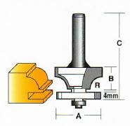 Bit, Router, Panel Door / Window, TCT, Dual Flute, 1/4 inch Shank