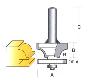 Bit, Router, Panel Door / Window, TCT, Dual Flute, 1/4 inch Shank — 1/2 inch - TPS 8 B 1/2-1